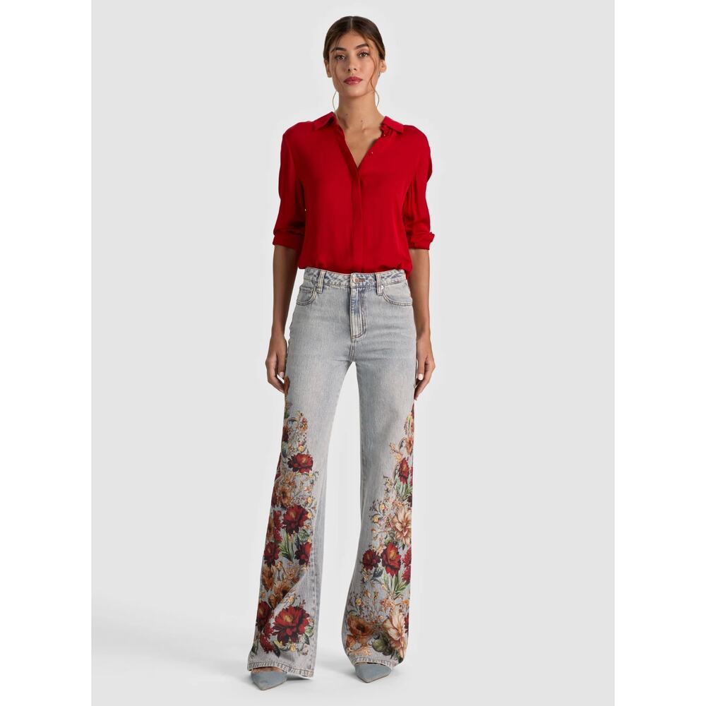 Alice + Olivia CHIC PRINTED JEAN - ROCKSTAR BLUE/FLORAL RADIANCE